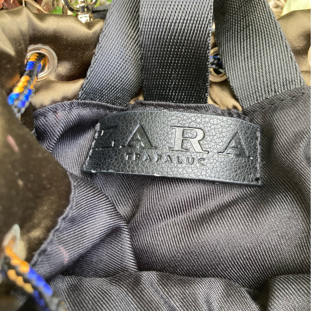 Zara Olive Green and Black Mini Backpack with Blue Accent - Picture 5 of 7